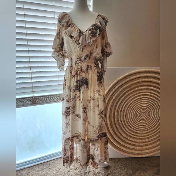 Sandro Ruffled Gauze Dress Sz.M - Picture 5 of 10